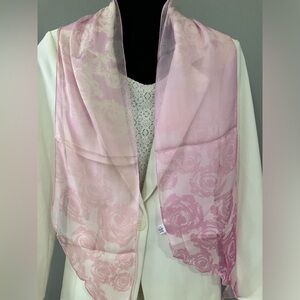 100% Silk Scarf Floral Purple Pink